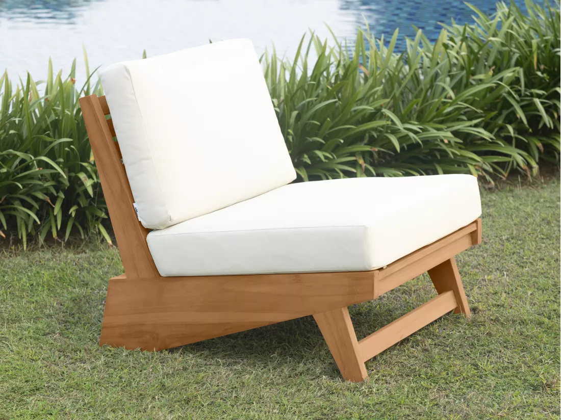 Fauteuil de jardin en teck - Naturel clair et blanc - LOMANIS de MYLIA