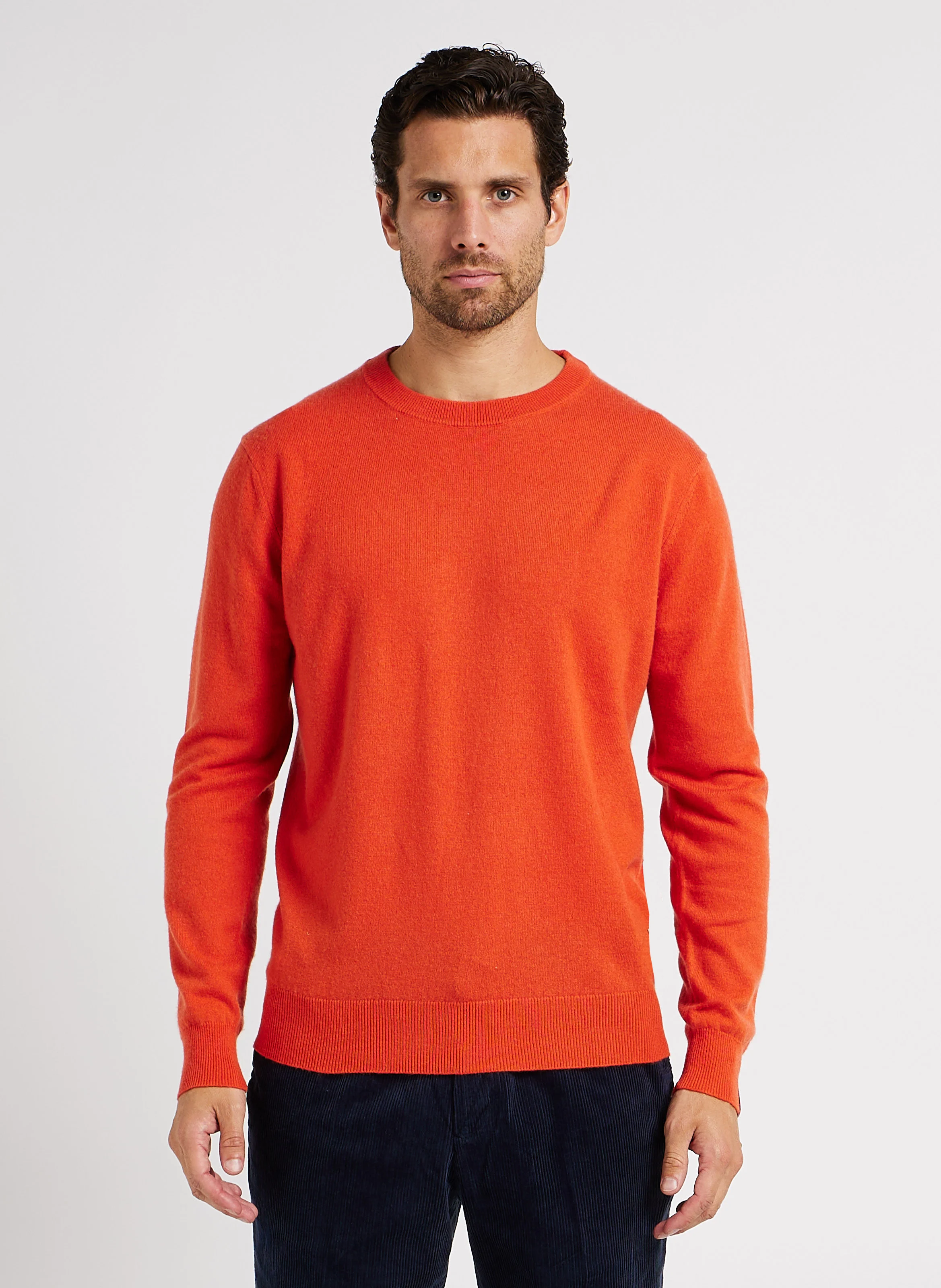 Pull col rond en laine et en cachemire mélangés | Orange