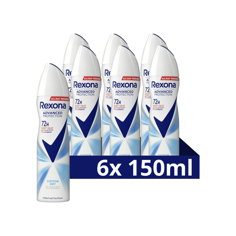 6x Rexona Deodorant Spray Advanced Protection Cotton Dry150 ml