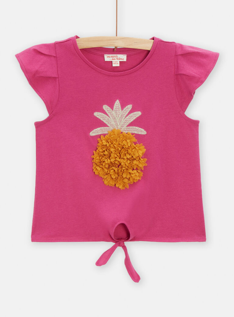 Débardeur rose avec animation ananas pour fille