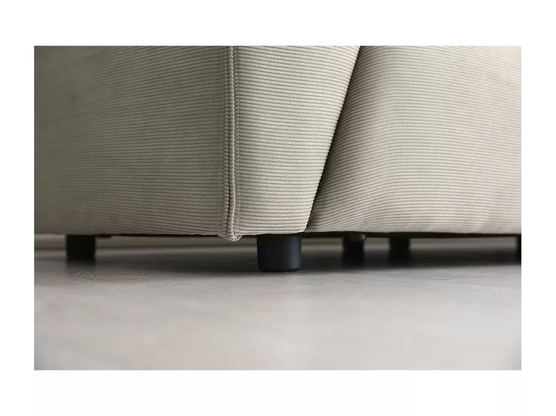Canapé modulable 3 places + 1 pouf velours côtelé gris clair MONROE