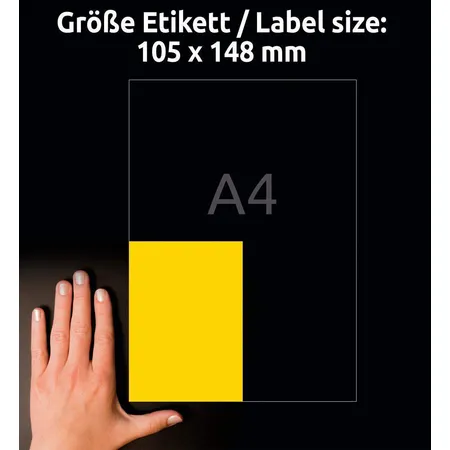 Avery Zweckform 3459 Farbige Etiketten,A4 105 x 148 mm, 100 Bogen/400 Etiketten, gelb
