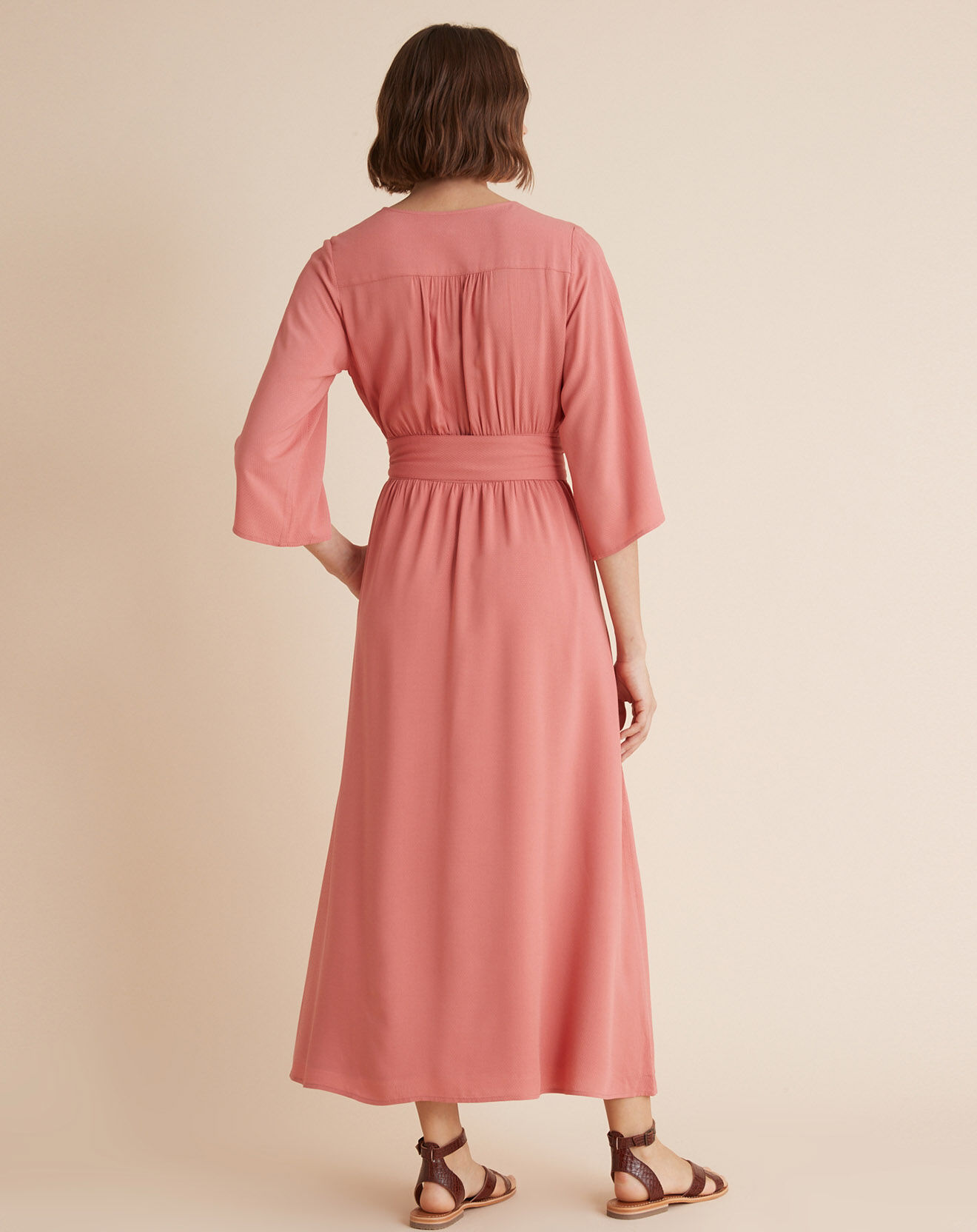 Cyrillus Robe cache-coeur tissu façonné rose