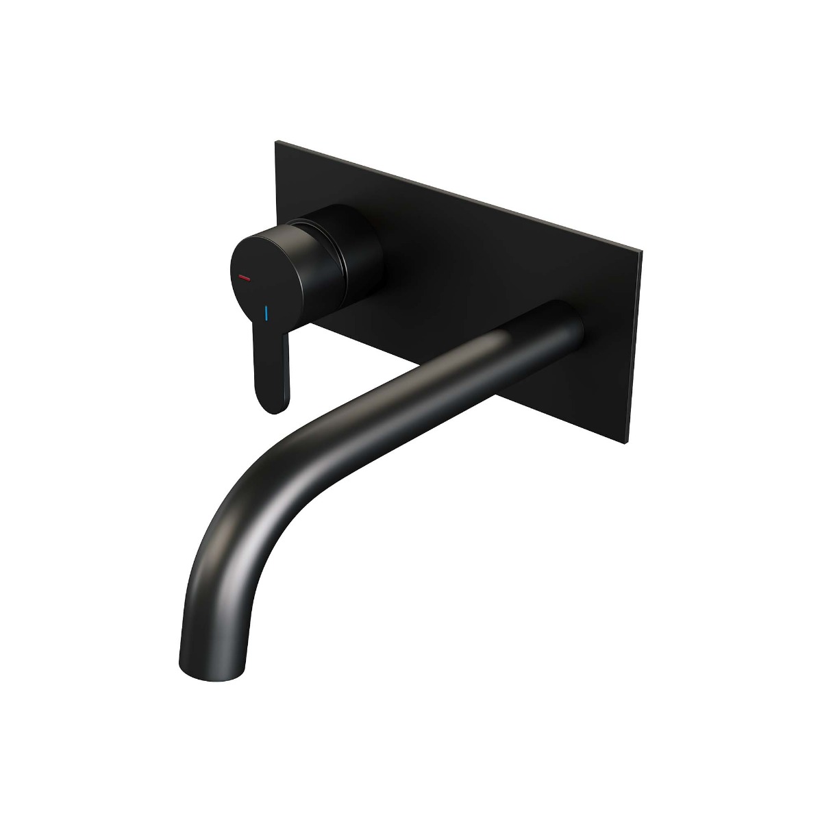 Brauer Black Edition ColdStart wastafelkraan inbouw gebogen uitloop met achterplaat model D2 zwart mat