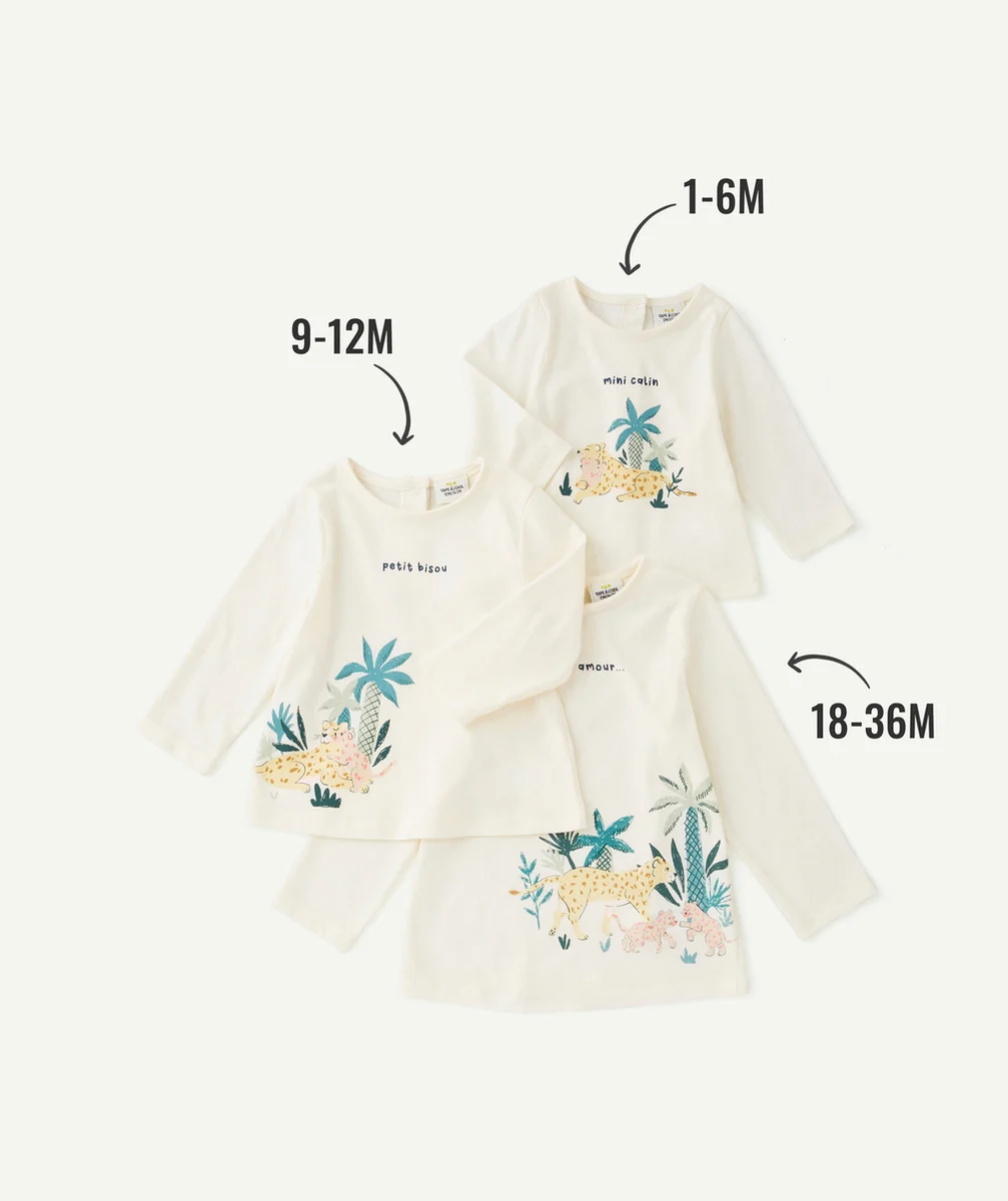 T-SHIRT ÉVOLUTIF À MANCHES LONGUES BÉBÉ FILLE EN FIBRES RECYCLÉES