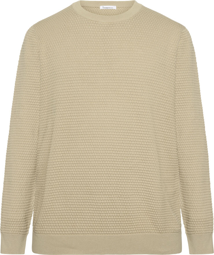 Knowledge Cotton Apparel VAGN regular bubble knit crew neck - Regenerative Organic Ce Light feather gray
