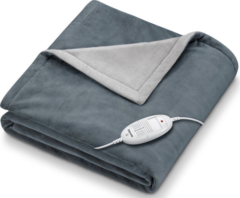 Beurer Warmtedeken Test: zeer goed Luxe elektrische bovendeken Zacht Fleece HD 75 Antraciet