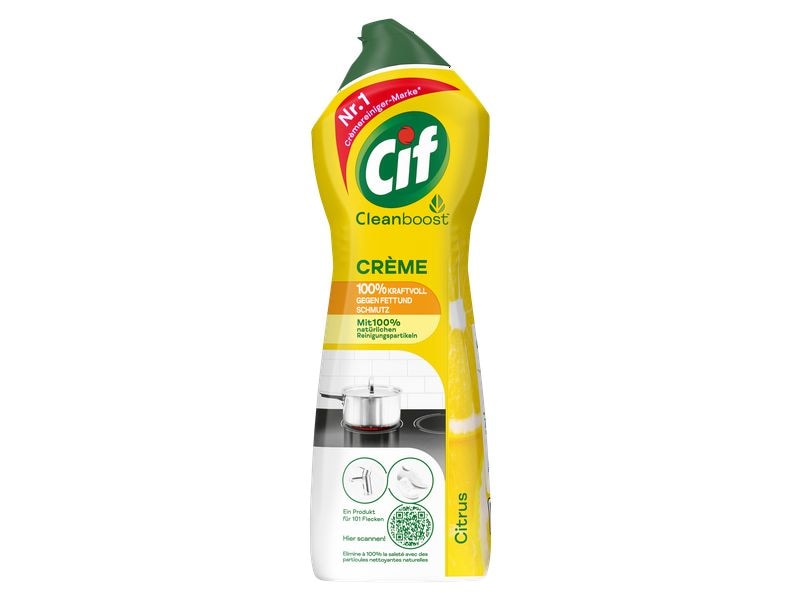 CIF Küchenreiniger Crème Citrus 750 ml Hochwirksame Reinigungscrème gegen Fett und Schmutz