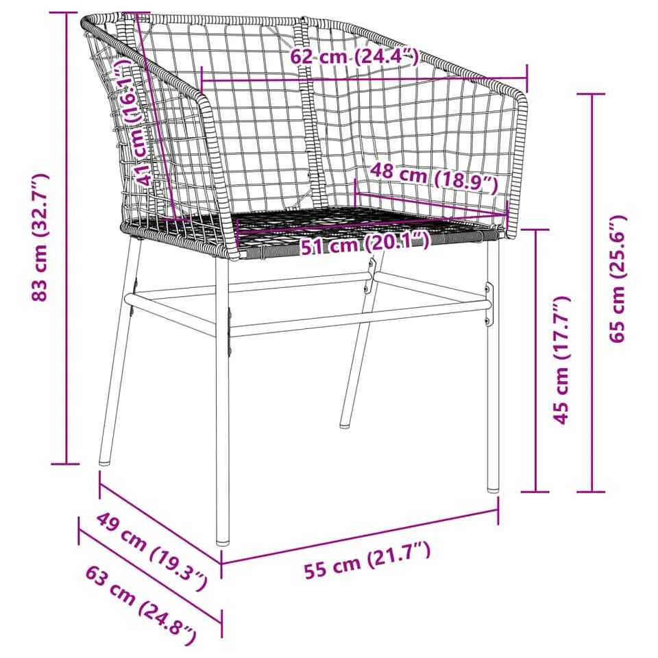 vidaXL - Terrasstoel - Bruin - Poly rattan en staal - 2 stuks