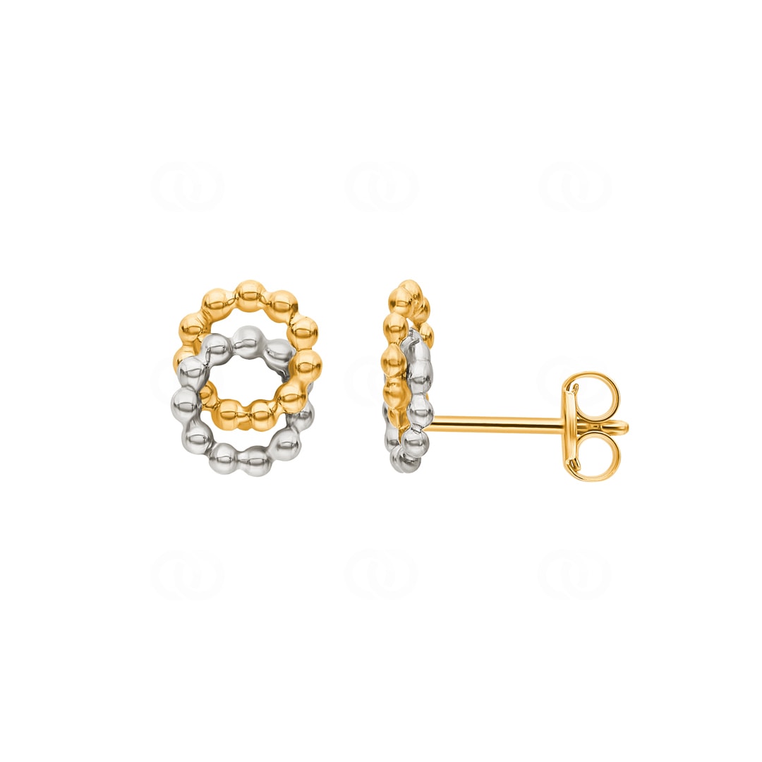 Ohrstecker 750/18 K Gelb-/ Weissgold Kugeln