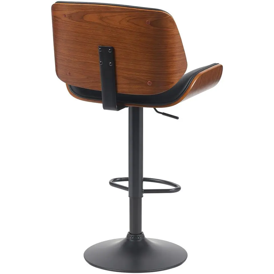 CLP Barkruk Beverley zwart Frame - Metaal - walnoot/zwart