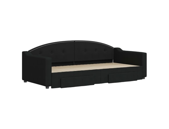 VIDAXL - Lit de jour avec gigogne et tiroirs noir 90x200 cm tissu