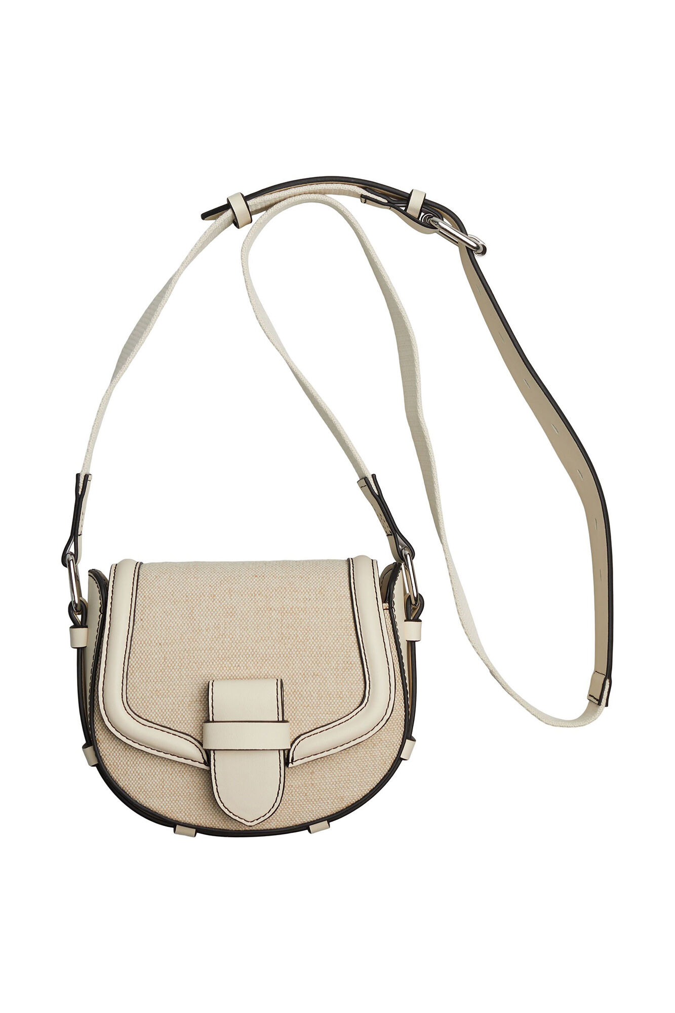 Bolsa bandolera com lino - Bege
