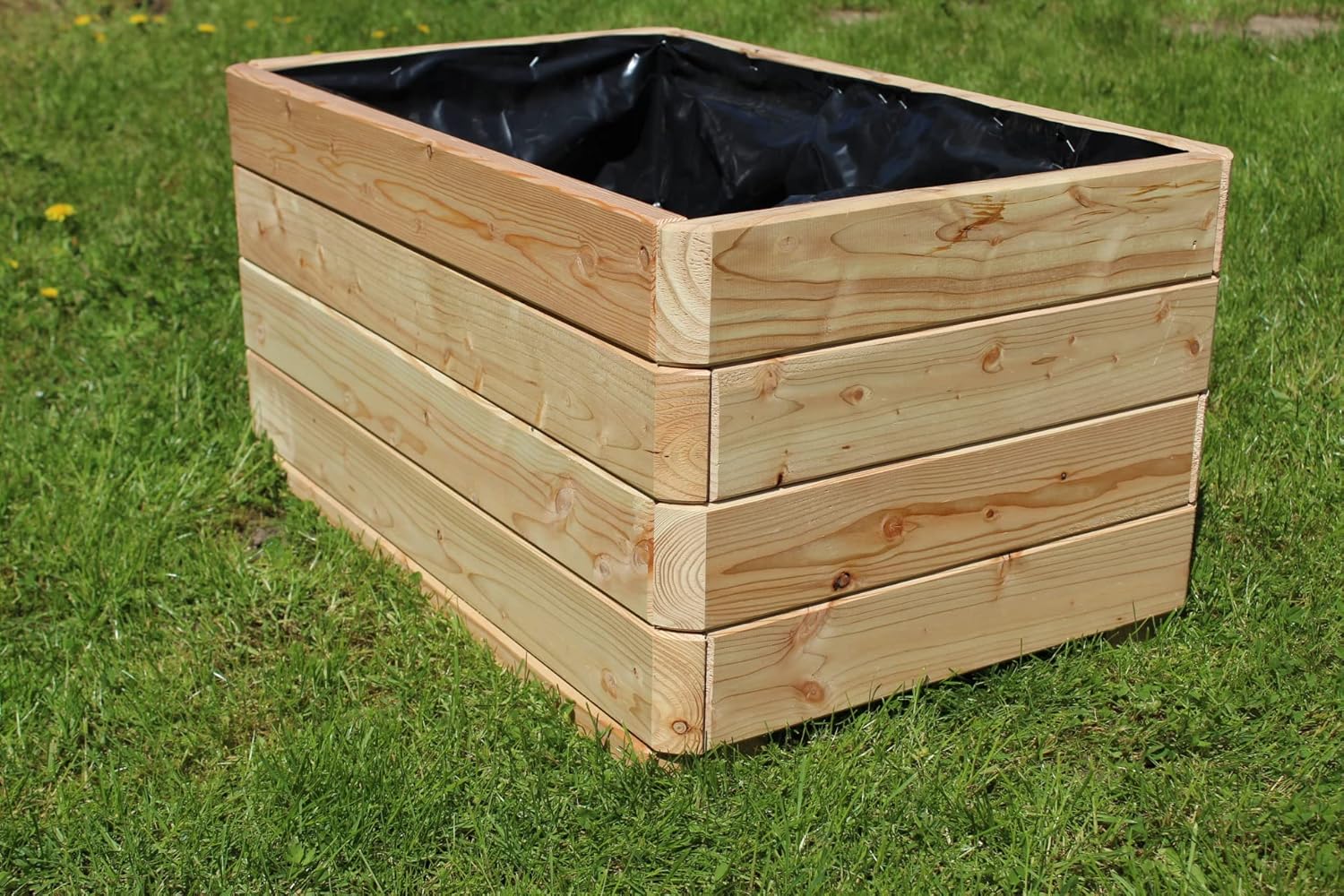 Gartenwelt Riegelsberger Massiver Pflanzkasten Mammut 80x50x39 cm aus Lärchenholz Natur Blumenkasten Blumentopf Pflanzkübel Kräutertopf Balkonkasten fertig montiert