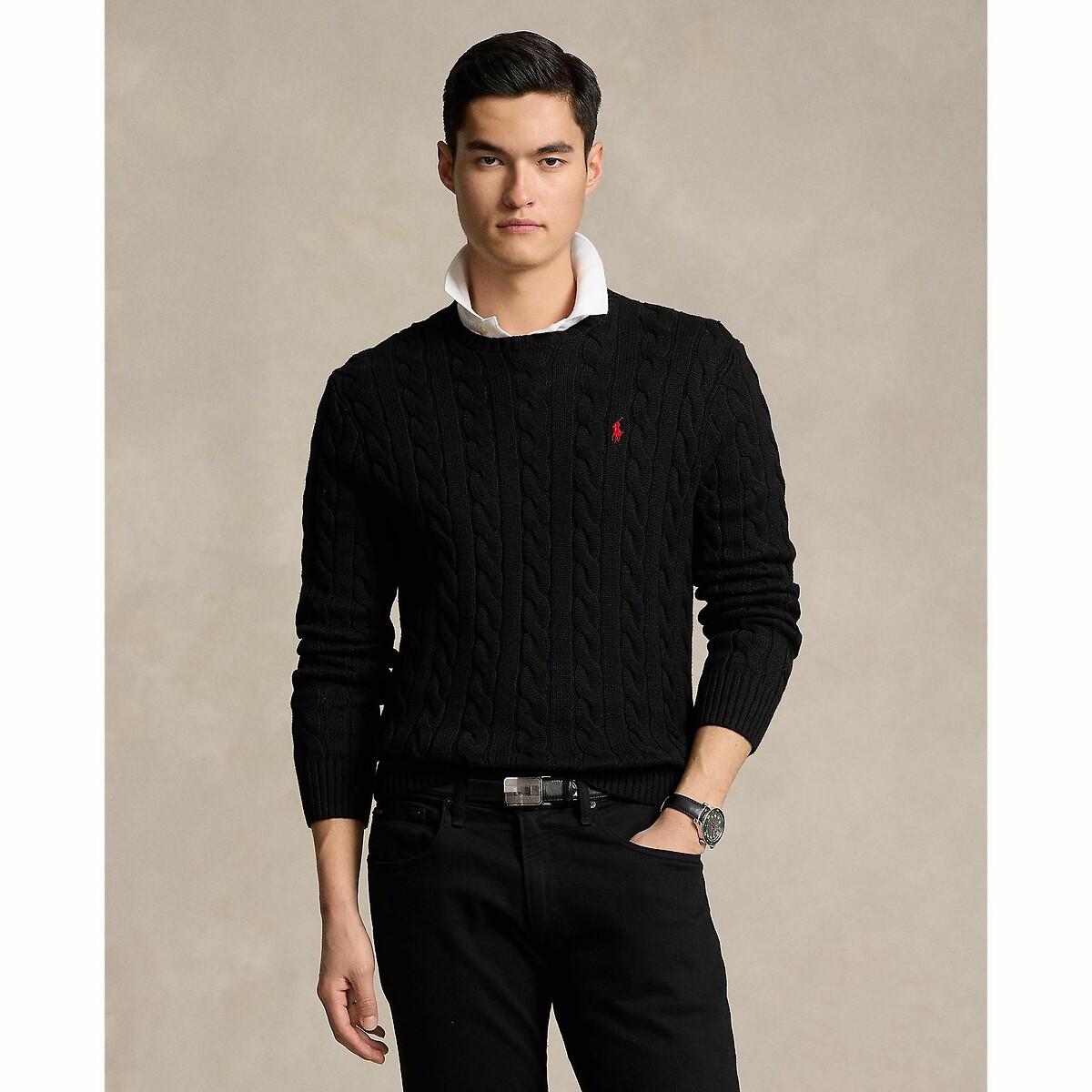 POLO RALPH LAUREN<br>Suéter de algodão trançado