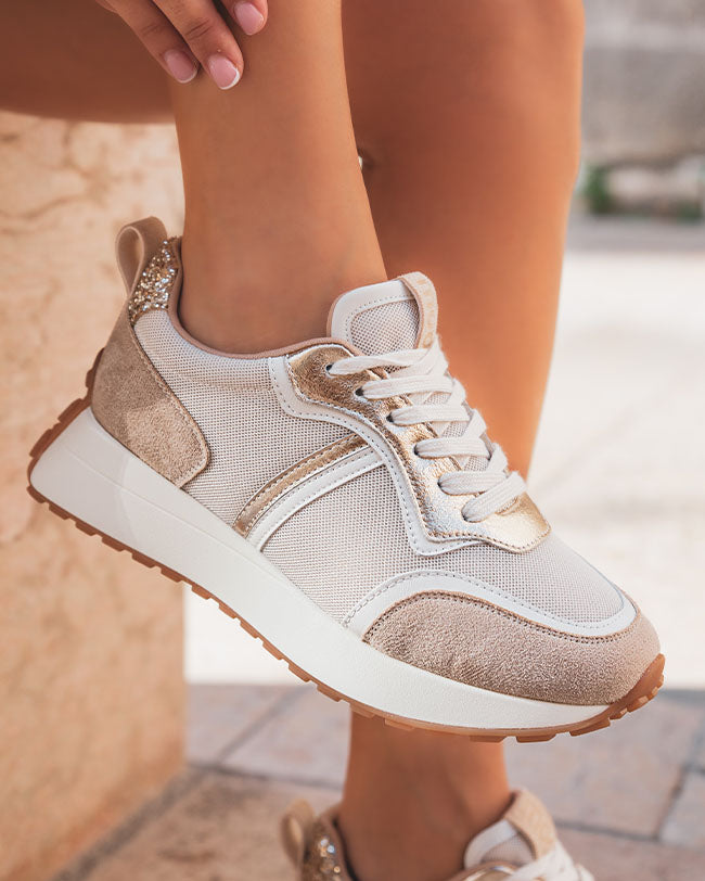 Basket femme beige à lacets - Felicia