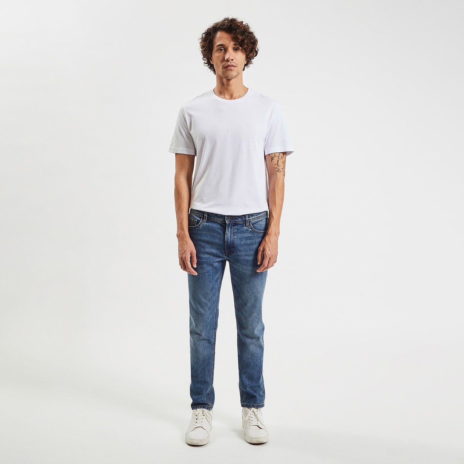 Jean slim en coton et polyester recyclés Bleu