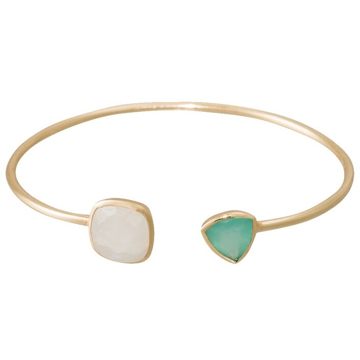 Bracelet Talia - Pierre de lune & aqua calci - Doré