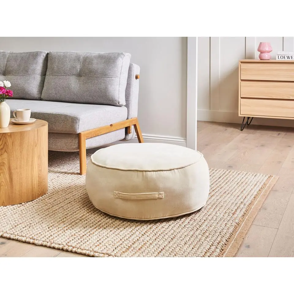 YULLE - Poef - Lichtbeige - Fluweel