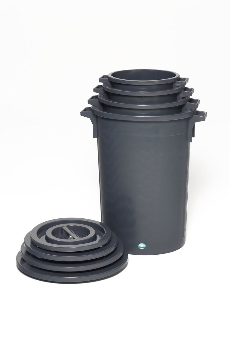 PROREGAL Robuuste afvalbak met deksel, stapelbaar, 75 liter, hxbxd 66 x 47 x 47 cm, kunststof, zwart
