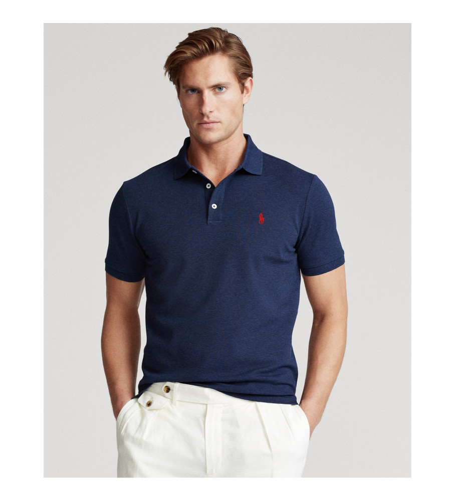 Polo Ralph Lauren Slim Fit Stretch Piqué em Azul Marinho