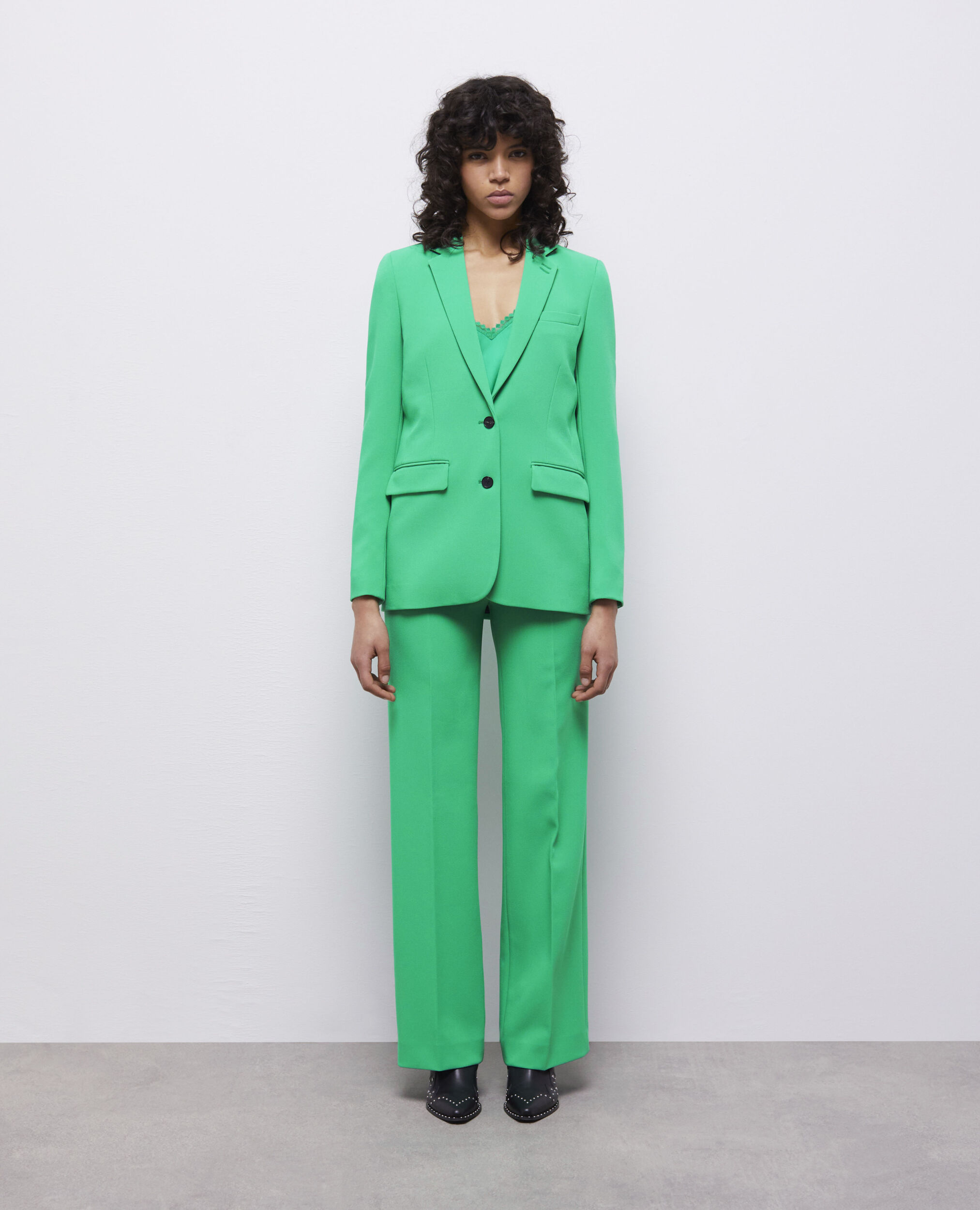 Veste tailleur verte en crêpe