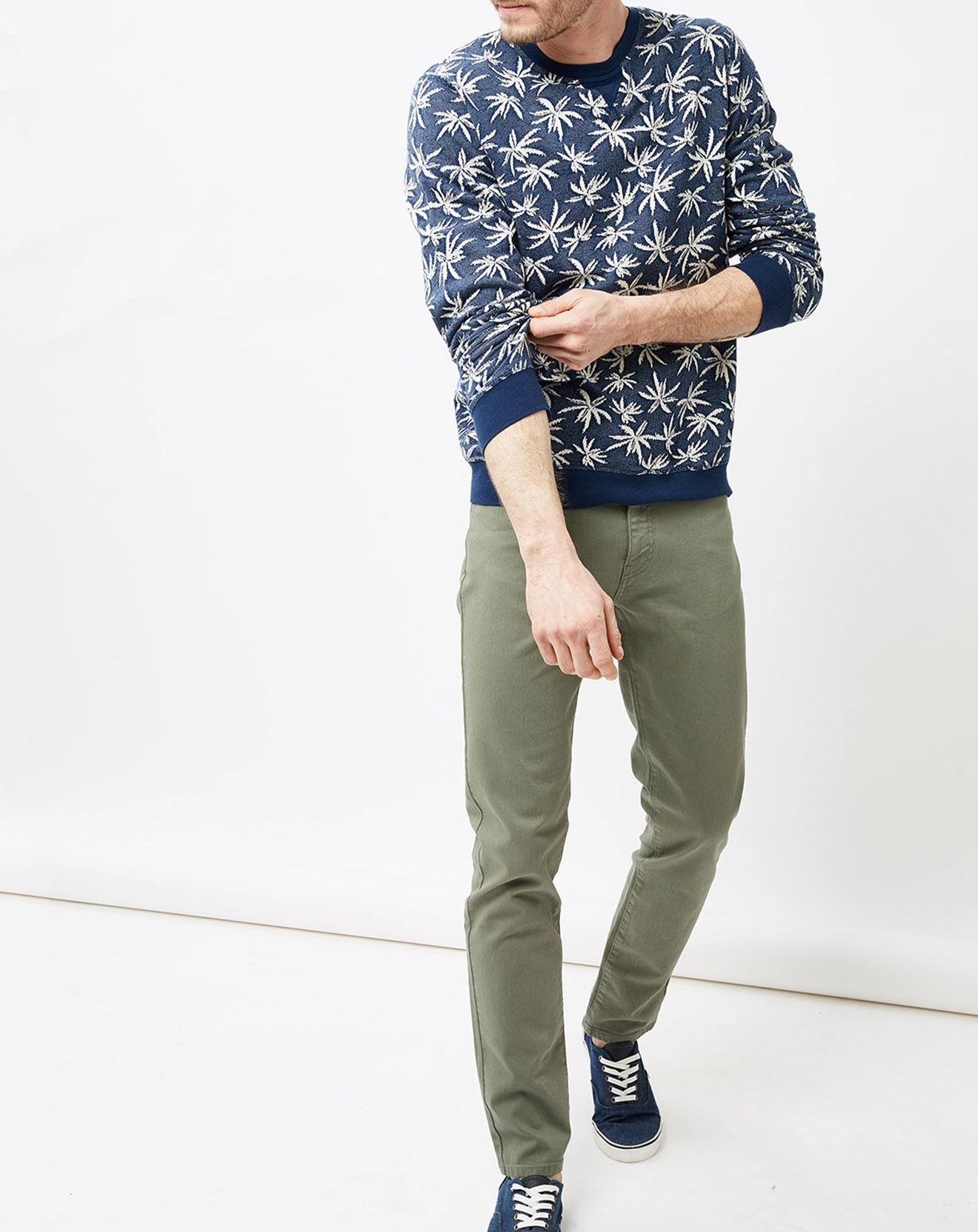 Hartford Sweat Crew imprimé indigo/blanc