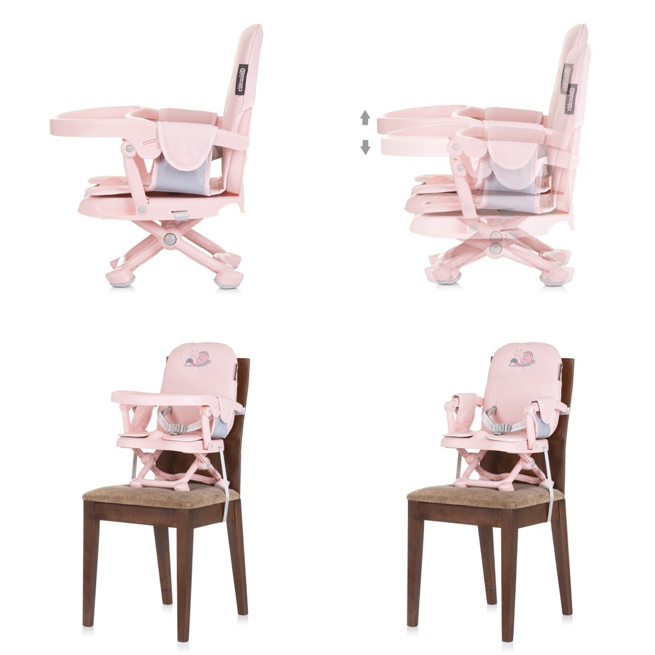 Chipolino Kinderstuhl Lollipop Sitzerhöhung Boostersitz Tisch abnehmbar klappbar rosa Baby
