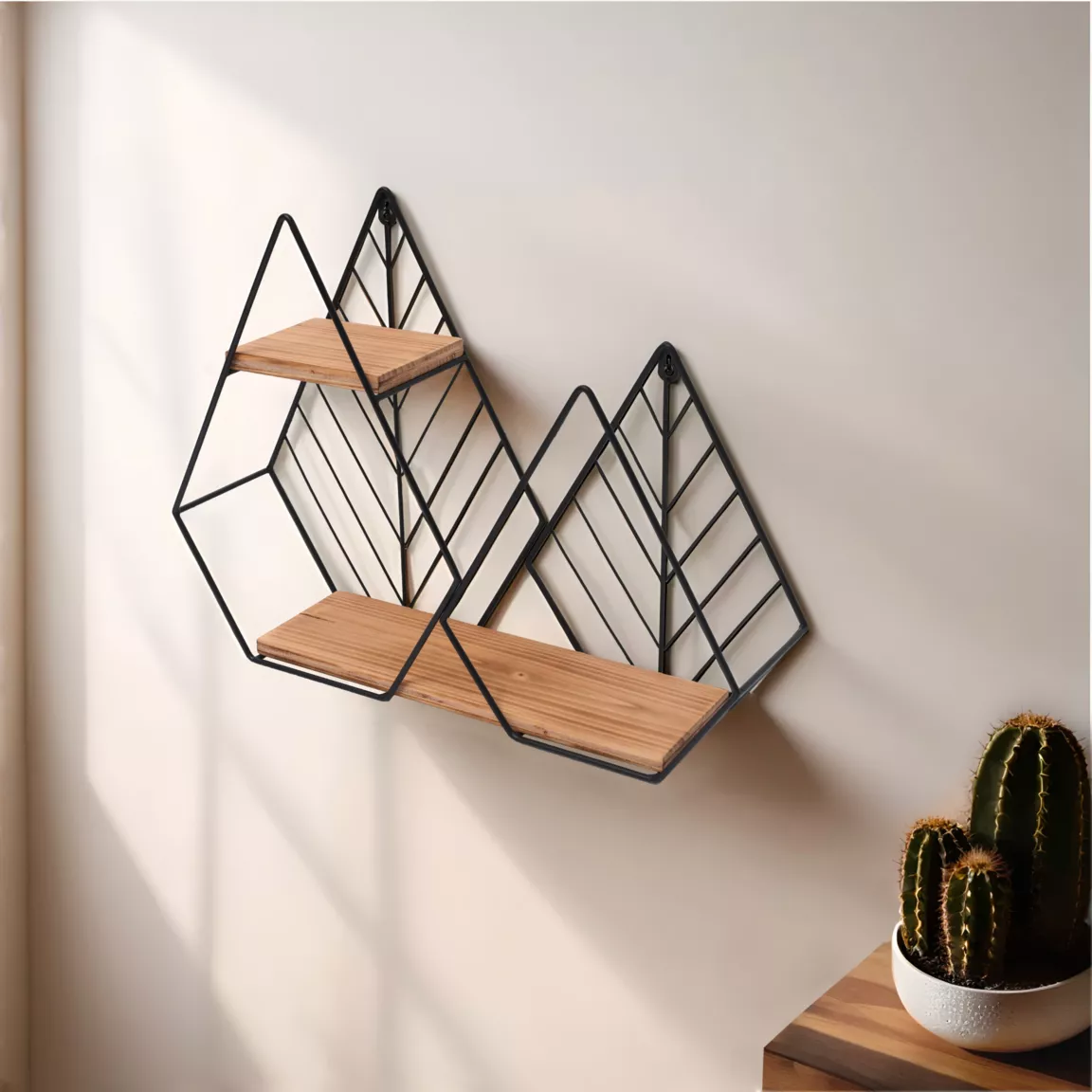 Etagère murale en bois et métal (48 x H36 cm) Urban Loft Noir
