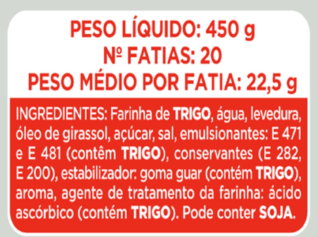 PÃO PANRICO FORMA SEM CÔDEA ECONÓMICO 450G