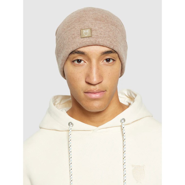 KnowledgeCotton Apparel Double Layer Wool Beanie Kelp Melange