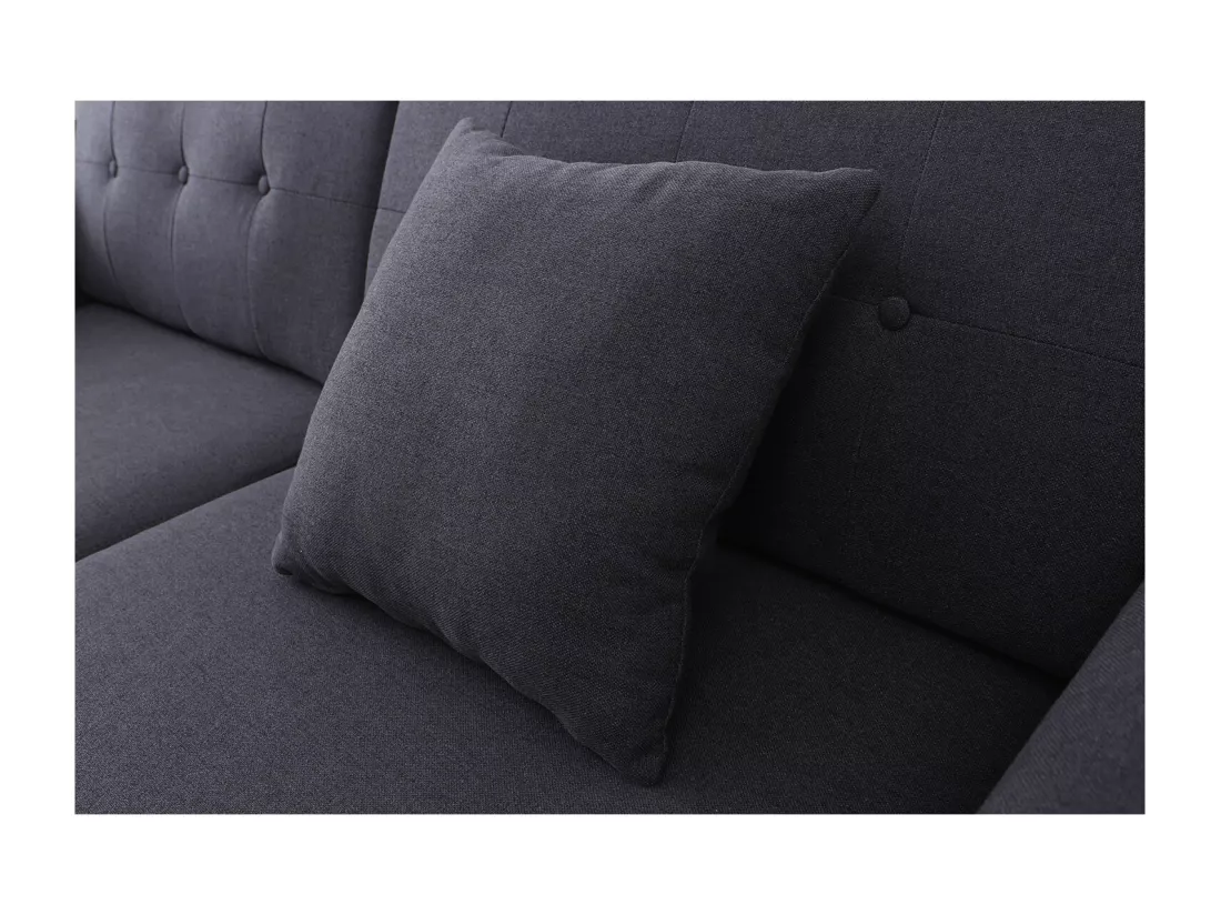Canapé droit scandinave 3 places tissu gris anthracite HOGA