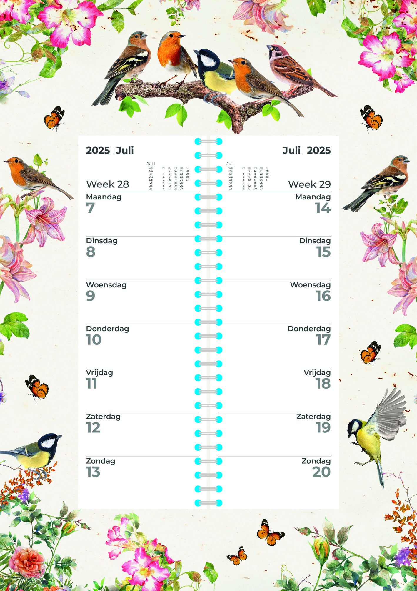 Plenty Gifts omlegkalender vogels zittend 24 x 34 x 0,5 cm