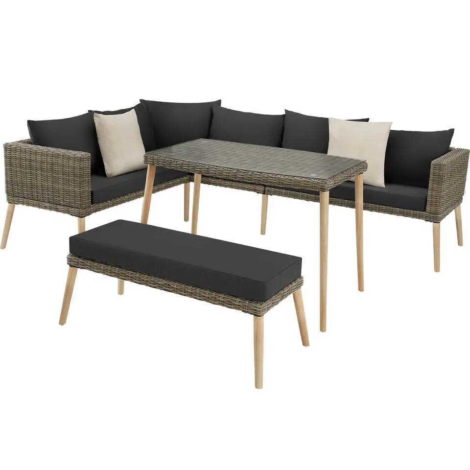 tectake Wicker lounge Pula met aluminium frame, Natuur