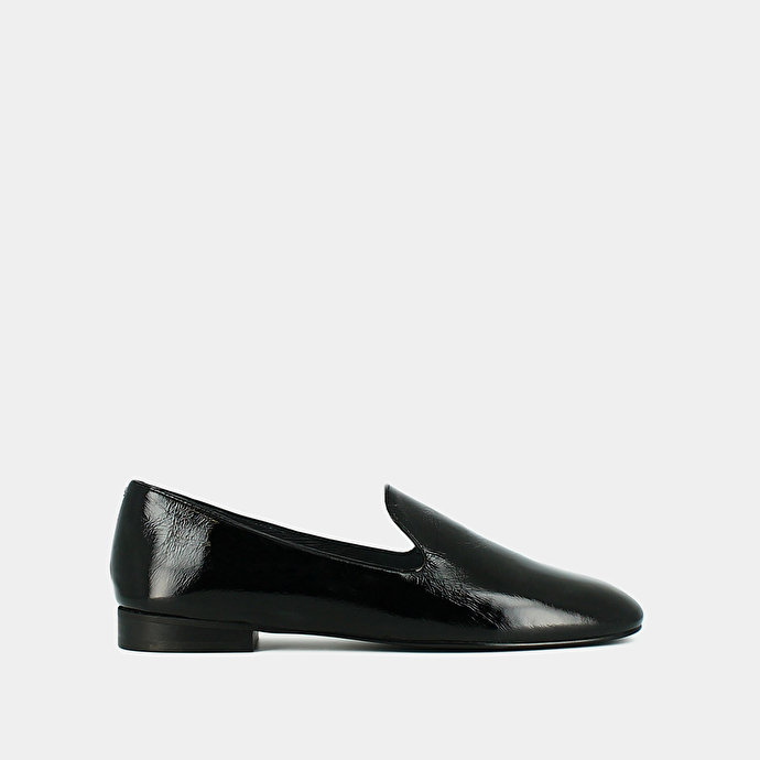 Ballerines à bouts carrés  en cuir brillant noir