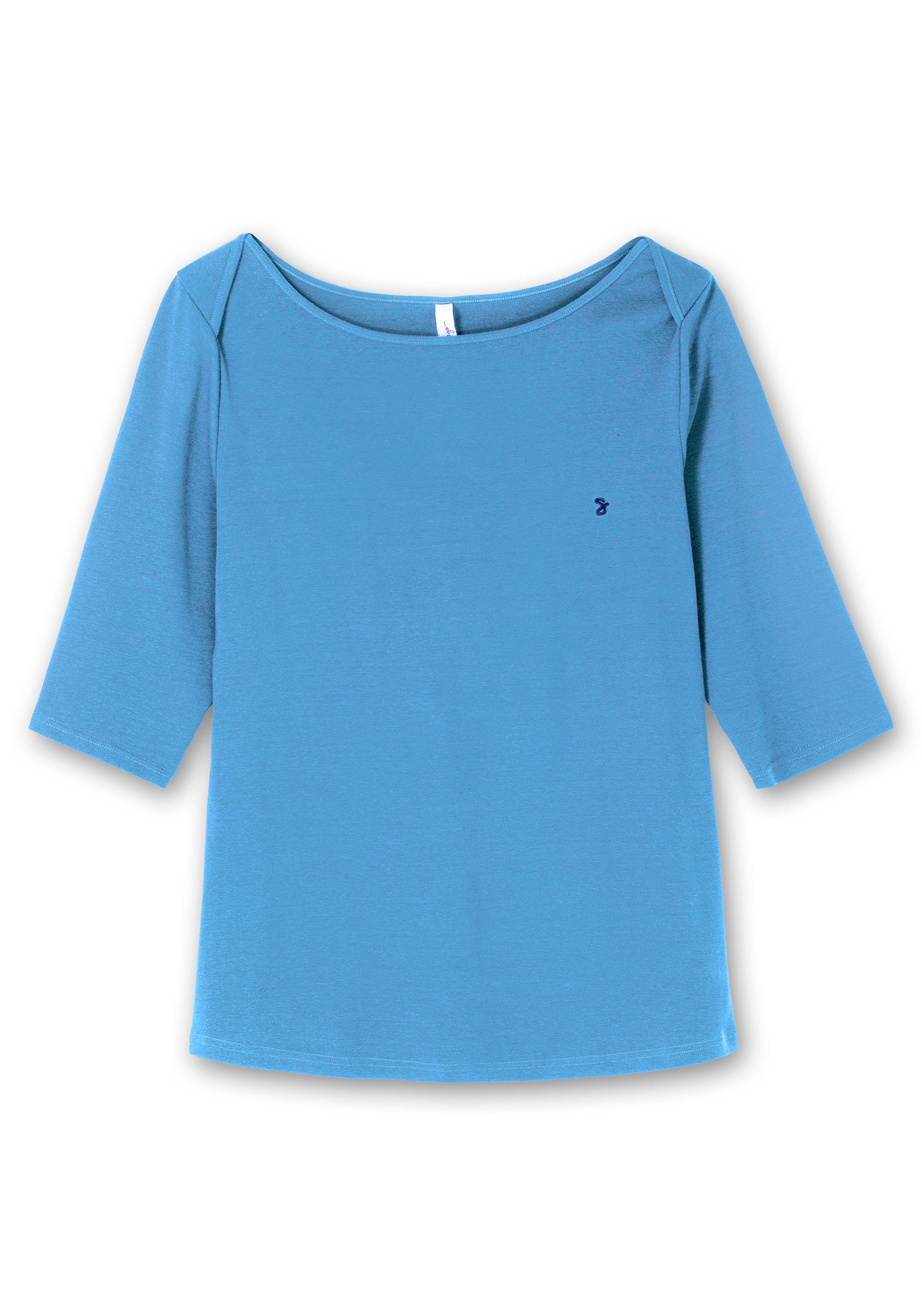 T-Shirt in Rippqualität, mit U-Boot-Ausschnitt
