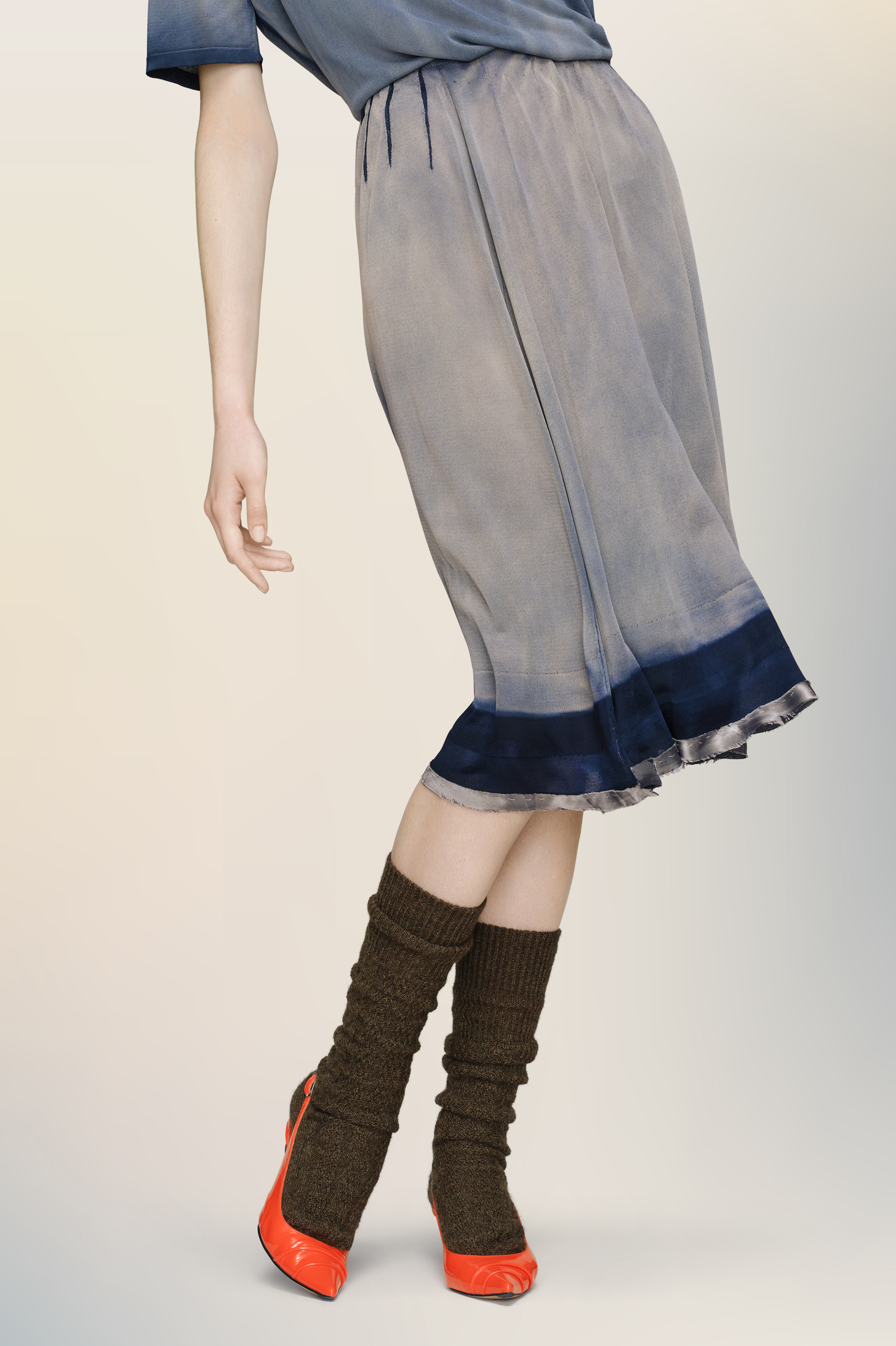 Jupe midi sun-faded bleue en viscose pour femme