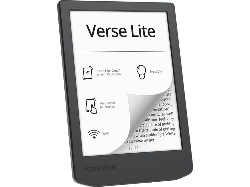 PocketBook E-Book Reader Verse Lite Midnight Grey 6 Zoll E-Book Reader mit 8 GB Speicher und E-Ink Carta Bildschirmtechnologie