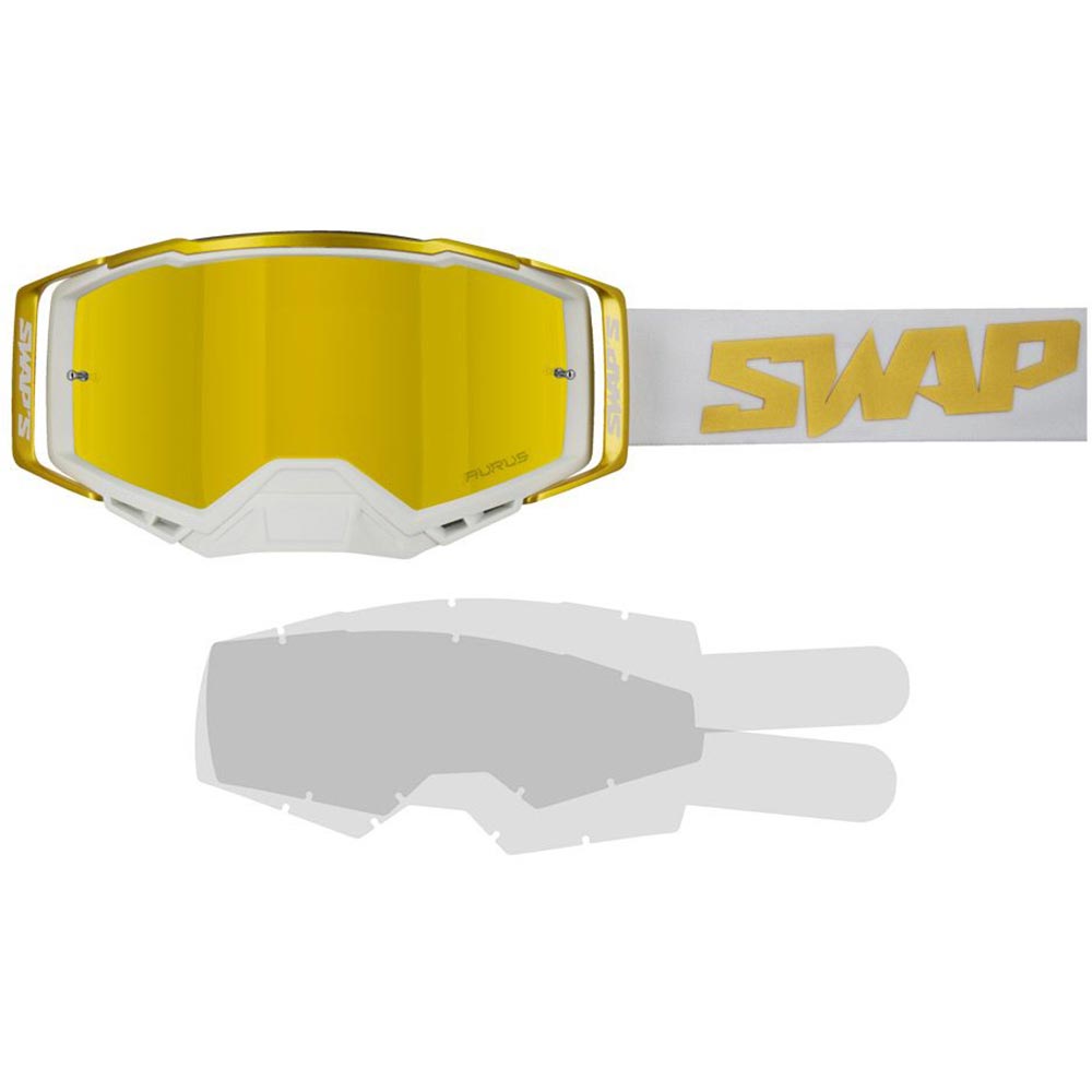 Swaps - Masque Aurus + Tear-off laminé 2 pièces Blanc / Or