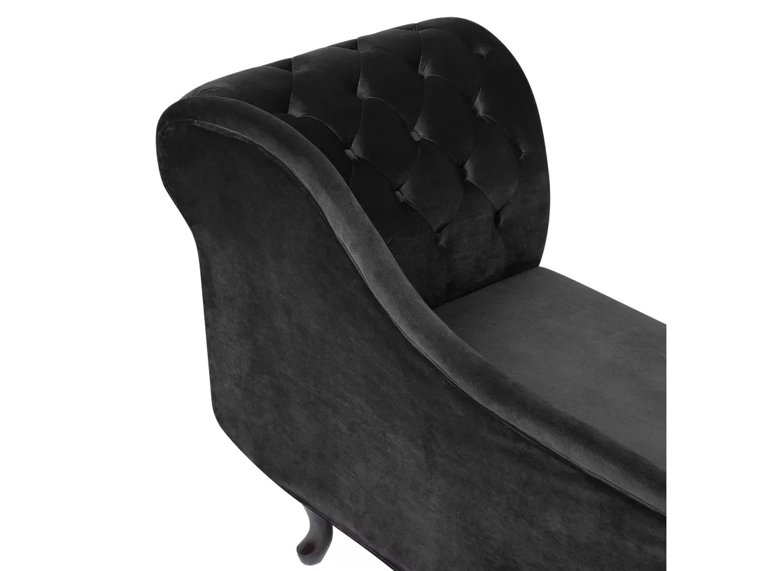 Méridienne Chesterfield côté droit en velours noir NIMES