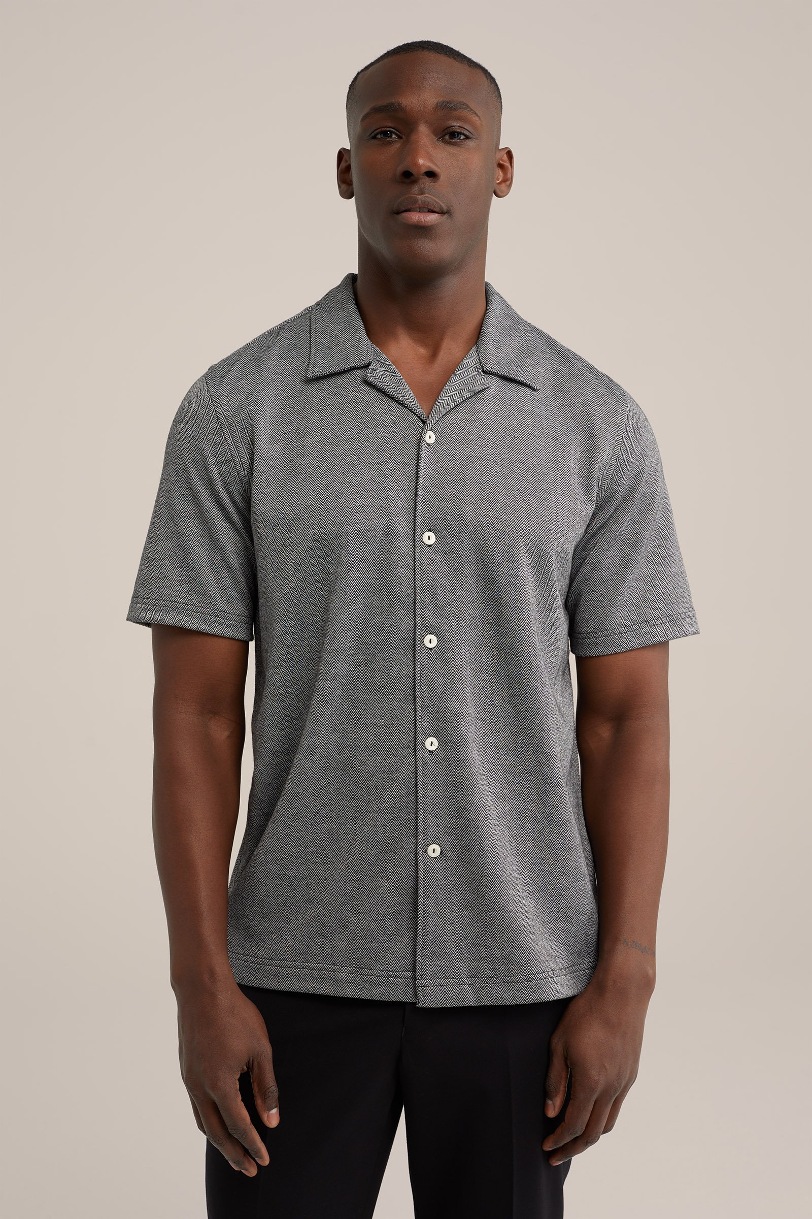 jersey overhemd met dessin WE Fashion Zwart