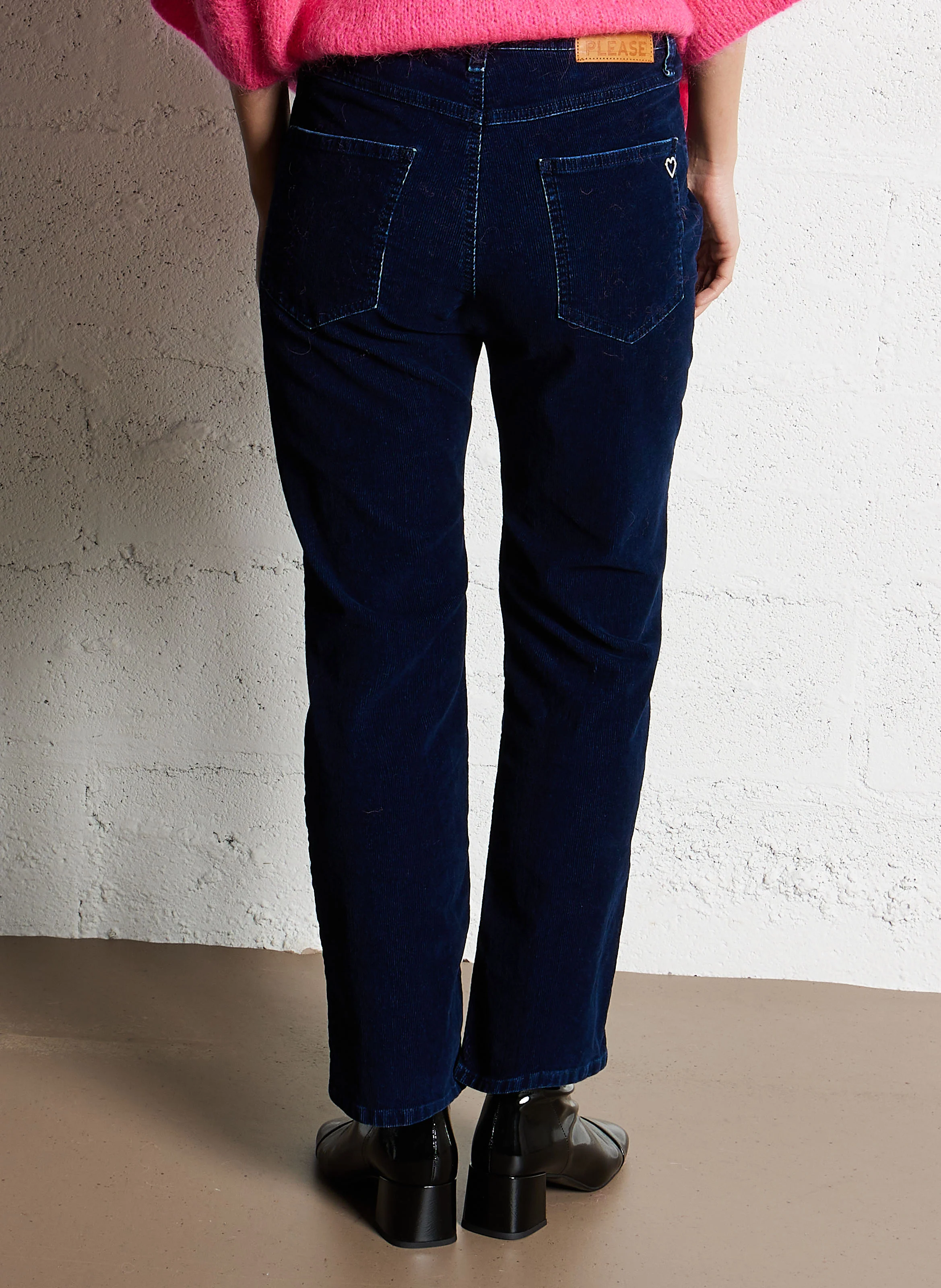 Pantalon droit en coton mélangé | Bleu