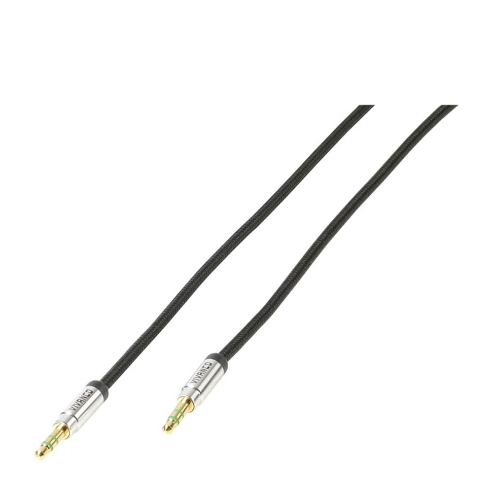(0.5m) Robustes 3.5mm Audio AUX Klinke Stecker Nylon Kabel mit vergoldeten Kontakten (38768) - Schwarz