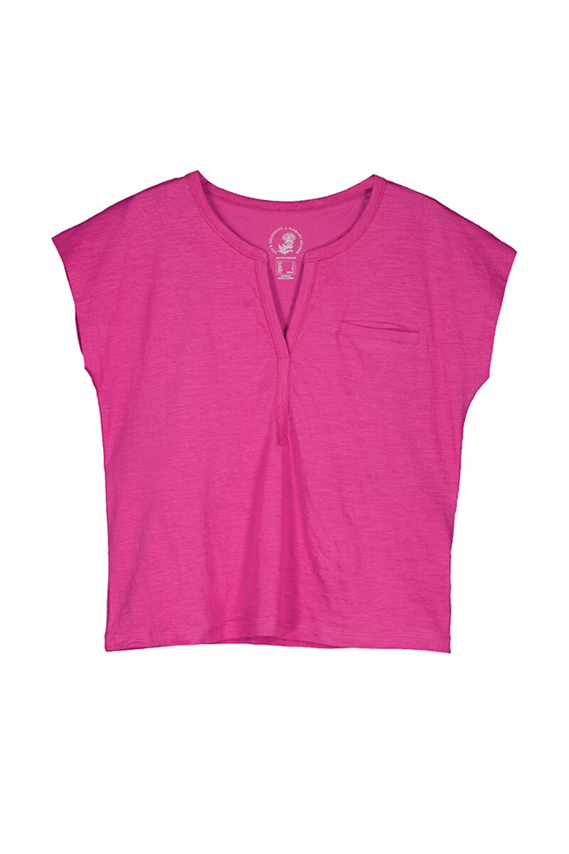 Camiseta de manga curta rosa fúcsia 100% algodão - Fúcsia
