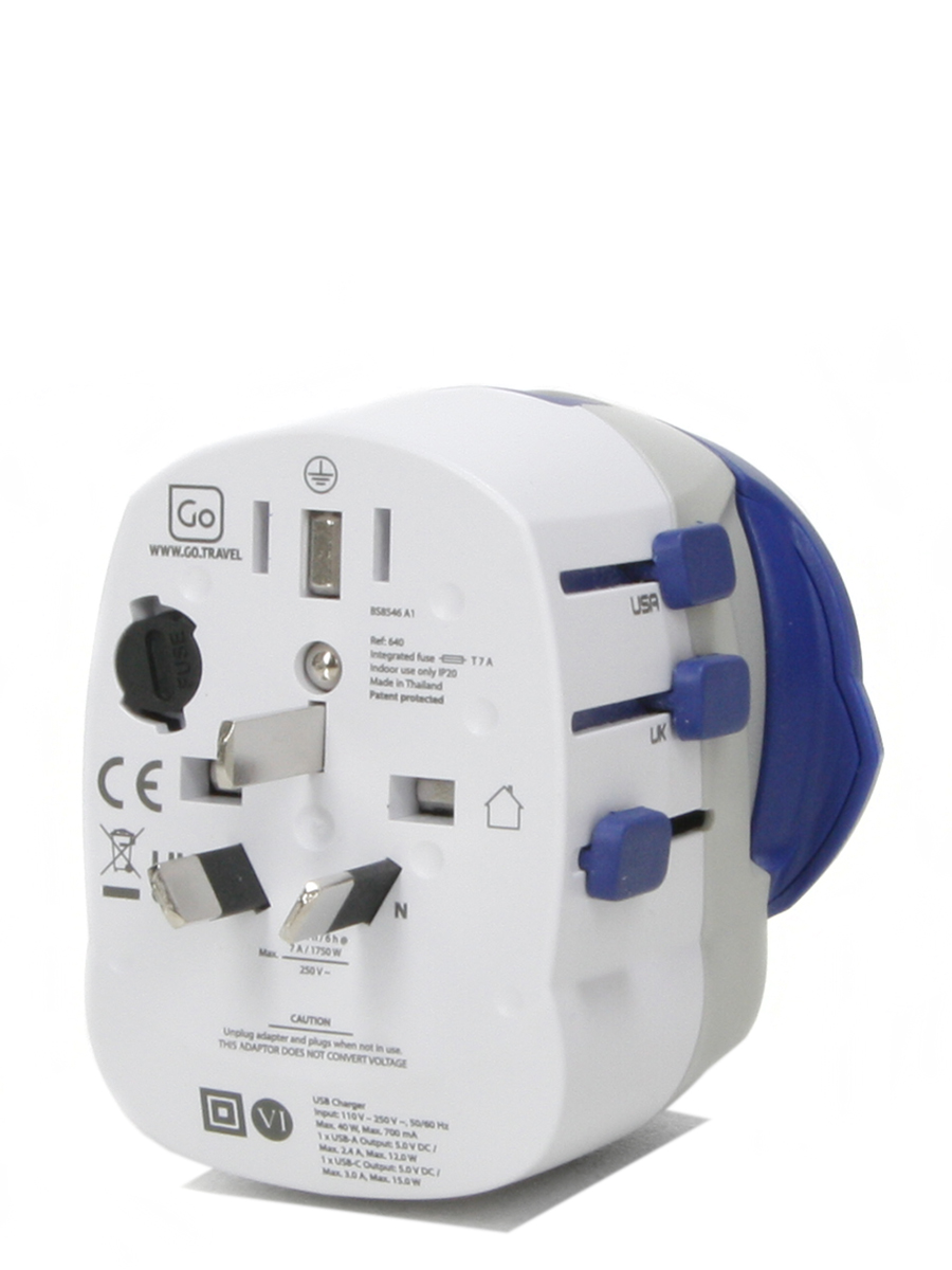 Adaptateur Go Travel Electrique Monde USB A + USB C