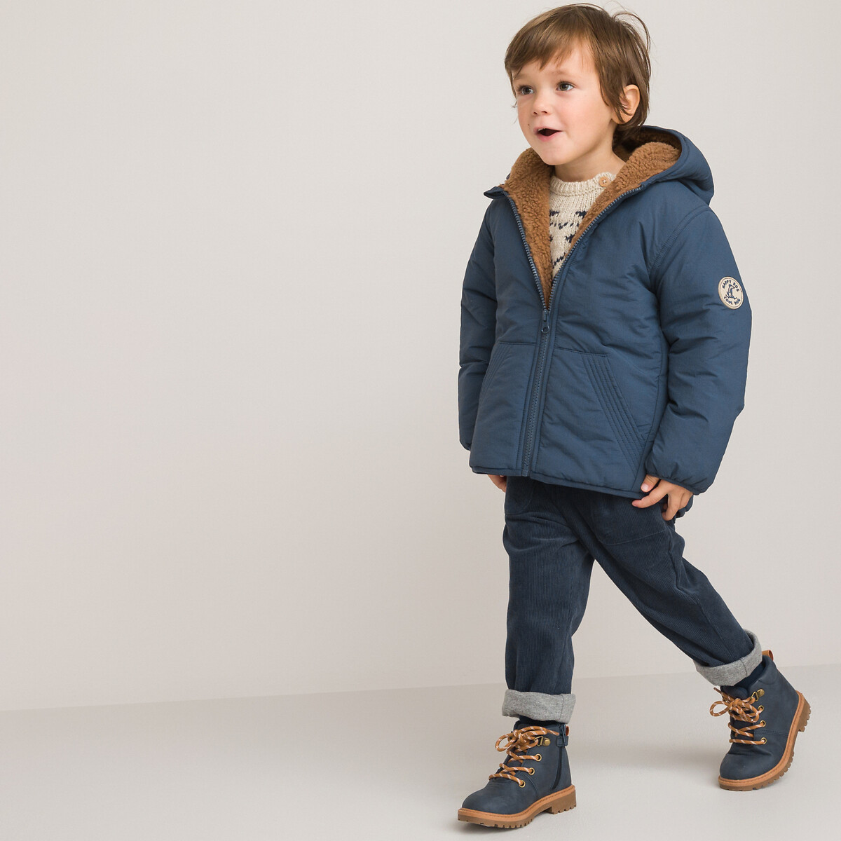 COLEÇÕES LA REDOUTE<br>Casaco quente com capuz, forrado com sherpa