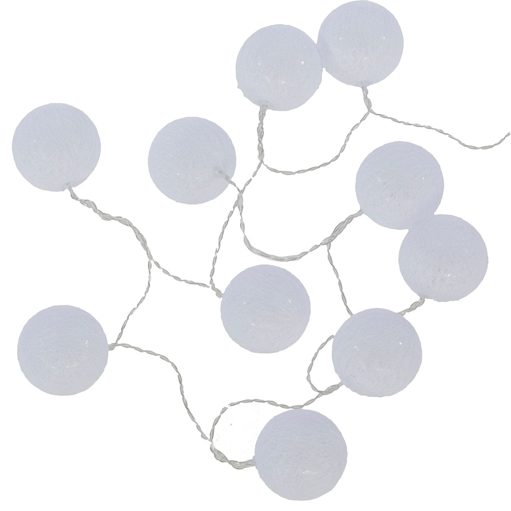 Guirlande lumineuse LED à piles 10 boules blanches D 6cm