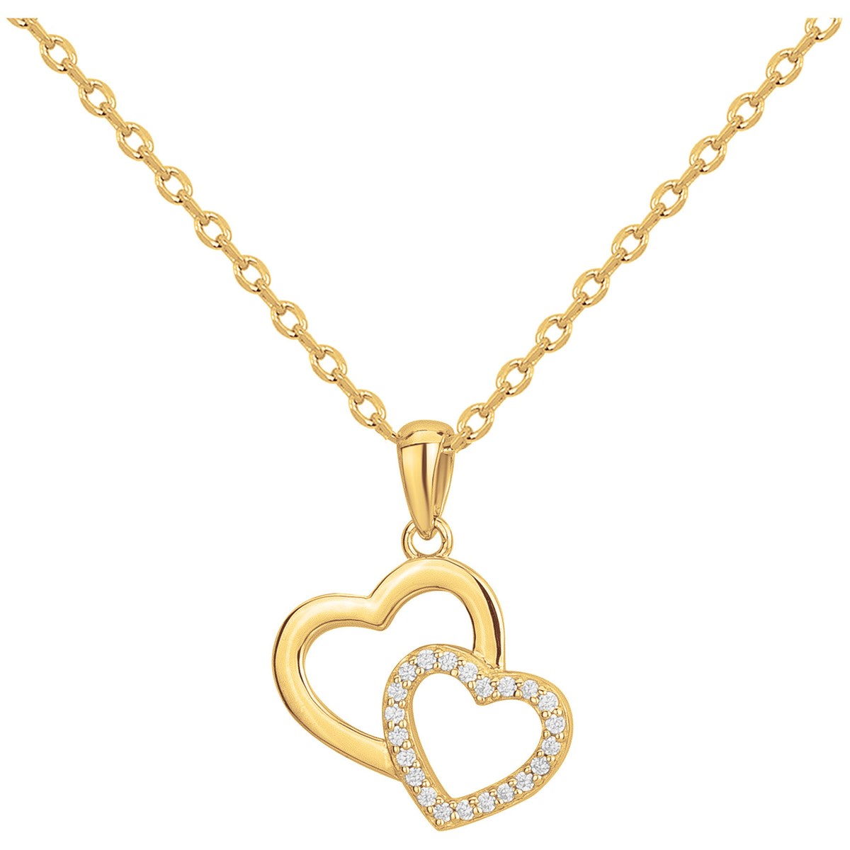 Collier en Plaqué Or avec oxyde de zirconium blanc