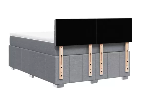 Sommier à lattes de lit avec matelas Gris clair 140x190cm Tissu