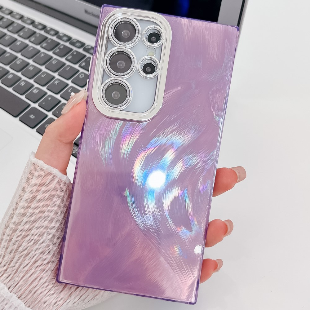 Samsung Galaxy S25 Ultra Hybrid Hardcase Schutzhülle mit Kameraglasschutz im Glitzer Design - Lila